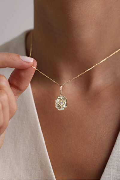 Gianfranco 14 Ayar Altın Heritage Taşlı Mekik Frame Charm Kolye Ucu