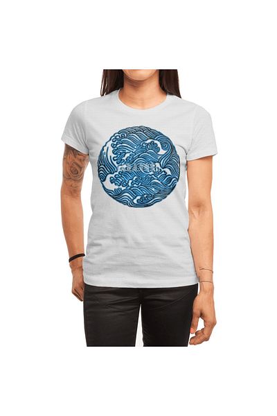 Fizello Λευκό μπλουζάκι Ha Bun Shu Waves Refined - Unisex