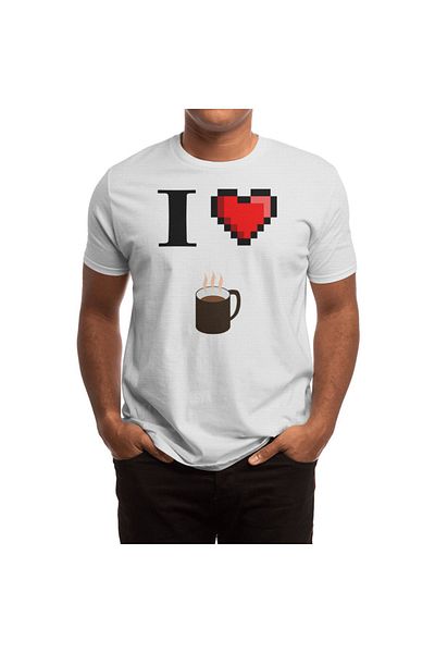 Fizello Λευκό μπλουζάκι I Love Coffee 8bit Unisex