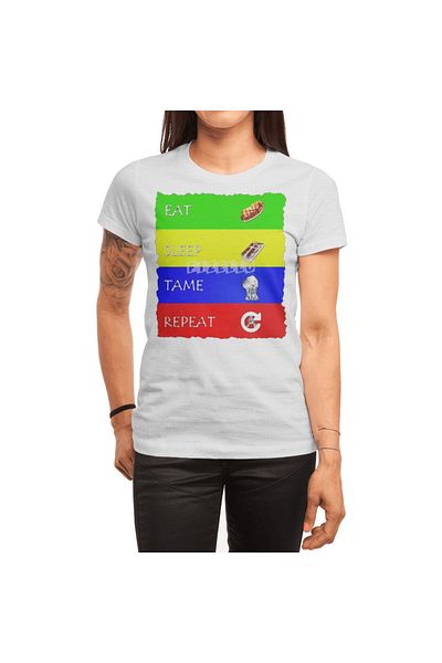 Fizello Tricou alb pentru bărbați și femei - Tricou unisex Ark Eat Sleep Tame Repeat
