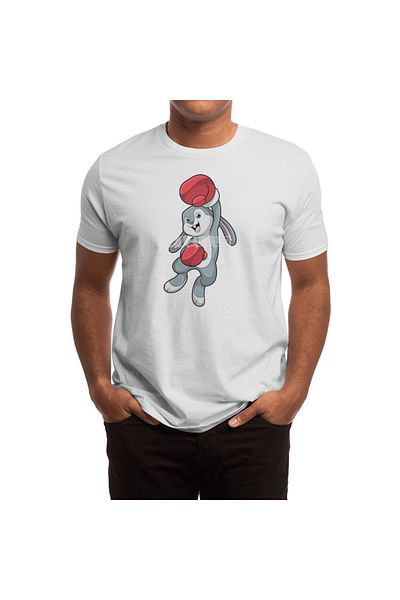 Fizello Tricou pentru bărbați și femei - Rabbit At Boxing, model mănuși de box, tricou alb unisex