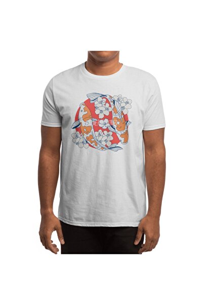 Fizello Біла футболка з кольоровим малюнком коі та квітів для чоловіків та жінок