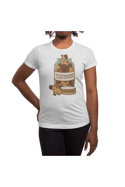 Fizello Αντιπαραθλιπτικό T-Shirt Capybara Pattern για άνδρες και γυναίκες - Unisex Λευκό T-shirt