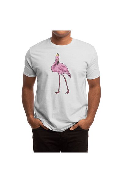 Fizello Ανδρικό και γυναικείο λευκό μπλουζάκι Flamingo Crown