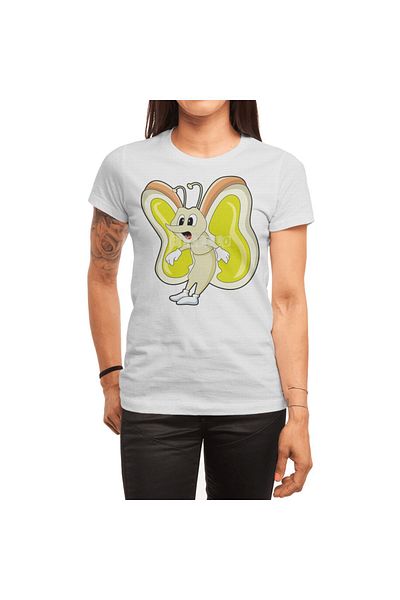 Fizello Λευκό μπλουζάκι Butterfly Yellow Unisex για άνδρες και γυναίκες