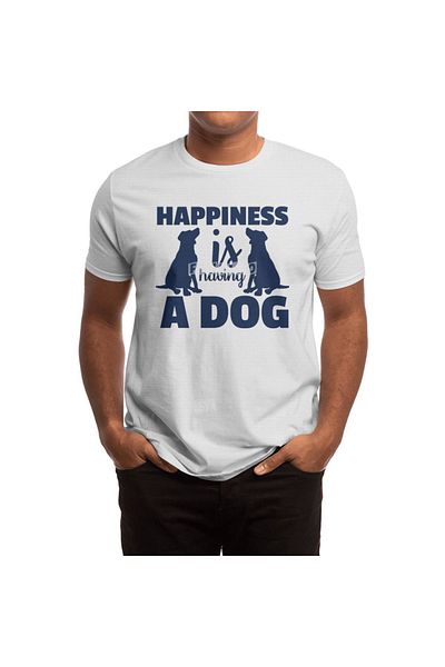 Fizello Tricou alb unisex - Happiness Is Having A Dog Design