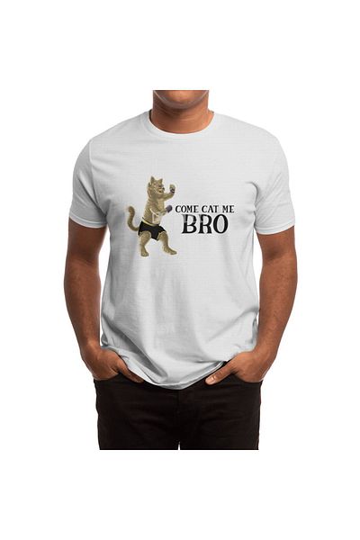 Fizello Λευκό μπλουζάκι Unisex - Come Cat Me Bro Cool Boxing Cat Punching Διεθνής Ημέρα Γάτας Gi