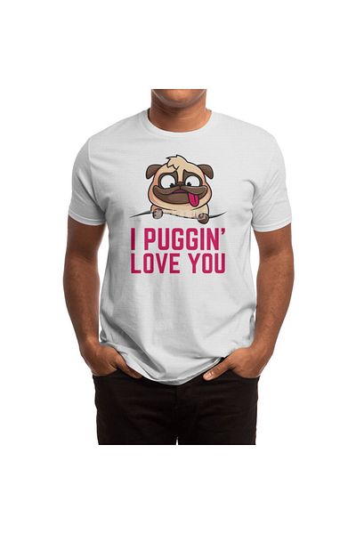 Fizello Λευκό μπλουζάκι Unisex για άνδρες και γυναίκες - My Pug Is My Valentine