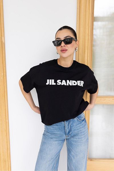 Askı Nişantaşı Ασπρόμαυρο T-Shirt Jil Sander Text Printed Oversize
