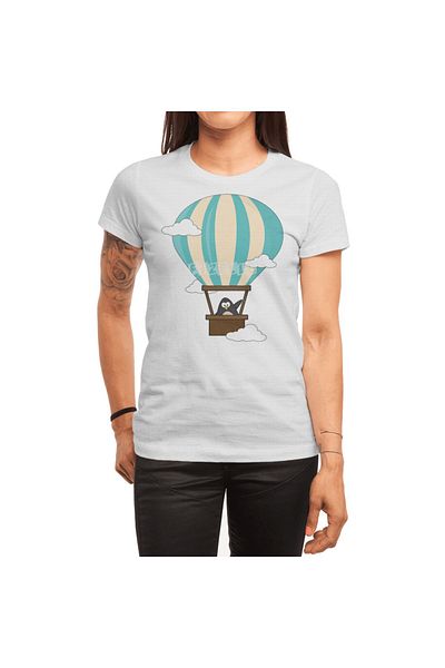 Fizello Pingüin Hot Air Balloon and Sky Unisex White T-Shirt