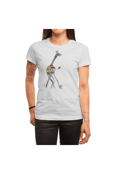 Fizello Άνδρες και γυναίκες που χορεύουν Giraffe Watercolor Illustration Unisex Λευκό T-shirt