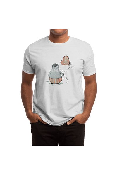 Fizello Λευκό μπλουζάκι για άνδρες και γυναίκες - Baby Penguin with Balloon Unisex Design
