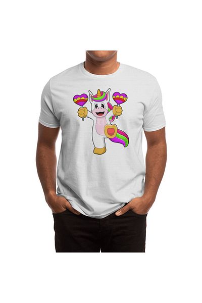 Fizello Tricou alb cu model Unicorn Hearts - Bărbați și Femei, Unisex