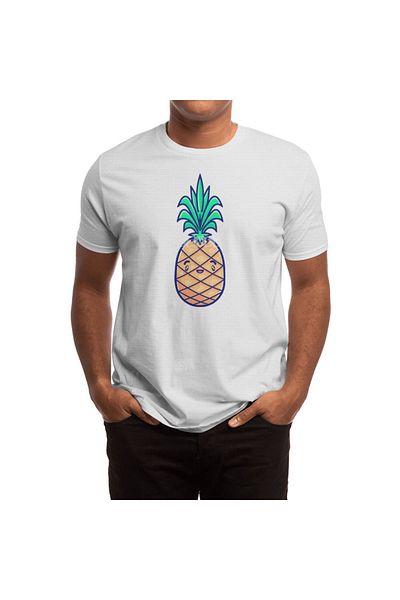 Fizello Αυτοκόλλητο Tropicana Pineapple - Ανδρικό, Γυναικείο T-Shirt, Unisex Λευκό T-shirt
