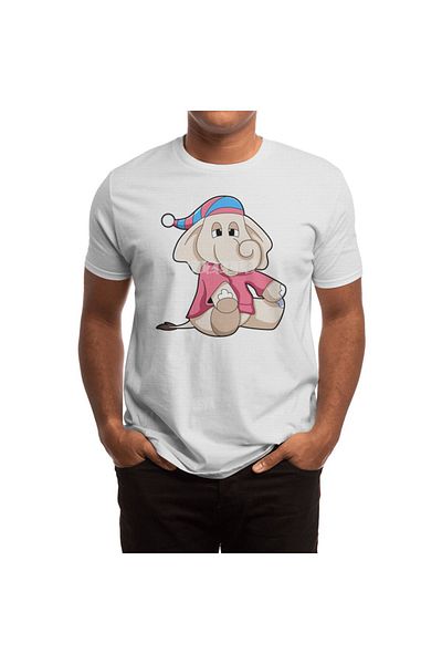 Fizello Elephant Pajama Patterned Men's and Women's White T-Shirt
