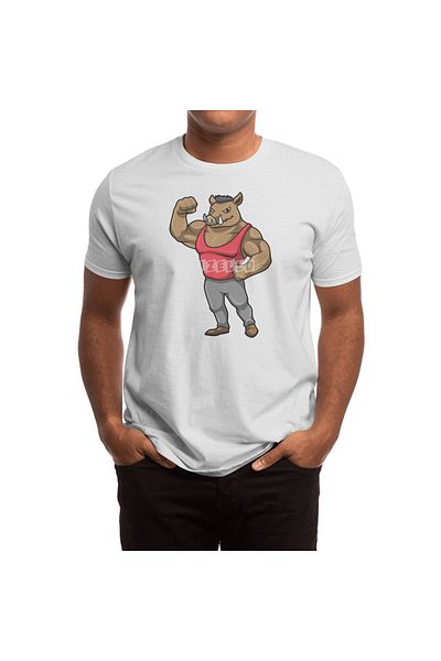 Fizello Λευκό μπλουζάκι Boar Bodybuilder Musculation για άνδρες και γυναίκες