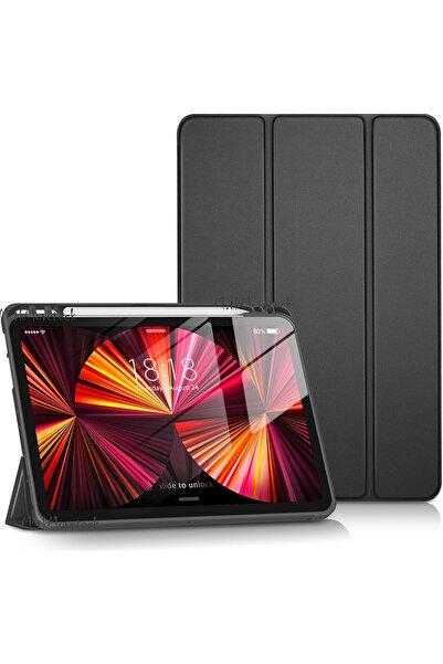 m.tk moveteck İpad Pro 11inç M4 2024 Uyumlu Kılıf Akıllı Smart Uyku Modlu Pen Kalem Bölmeli Katlanabilir Standlı
