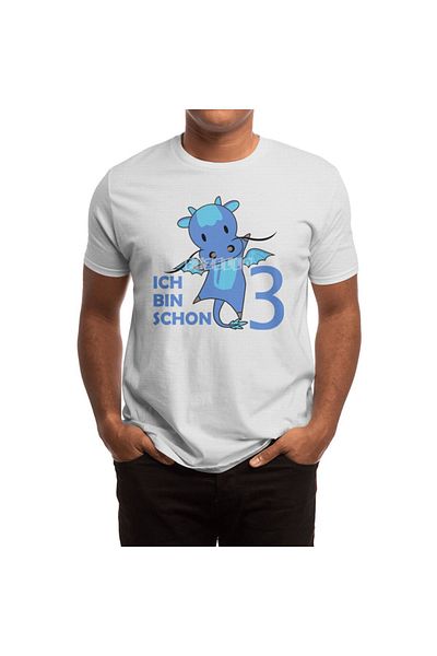 Fizello Dragon Blue 3 Παιδικό T-Shirt - 3ο. Λευκό μπλουζάκι Unisex 3ου γενεθλίων