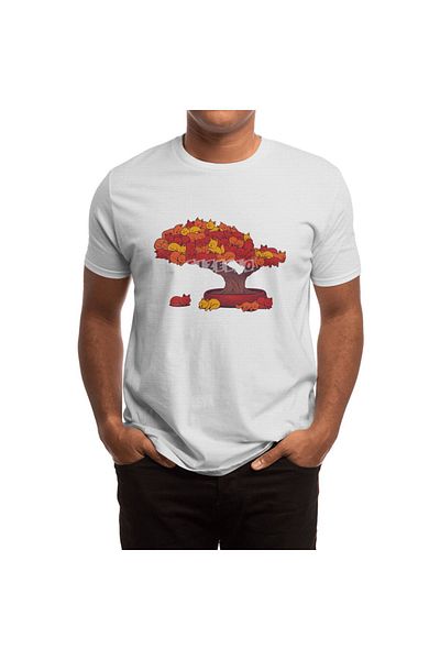 Fizello Ανδρικό και γυναικείο μπλουζάκι - Unisex Λευκό με μοτίβο Bonsai Kitten Cats