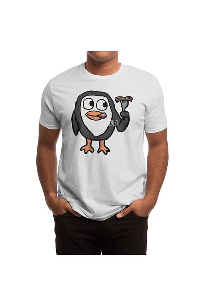 Fizello Λευκό μπλουζάκι Unisex Bacon Lovin Penguin