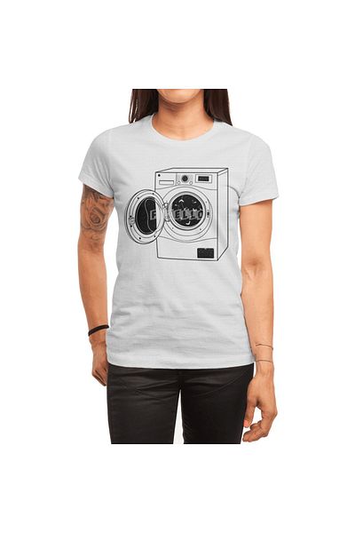 Fizello Λευκό μπλουζάκι για γυναίκες και Unisex - Σχέδιο πλυντηρίου ρούχων και κάλτσες Mystery of Missing