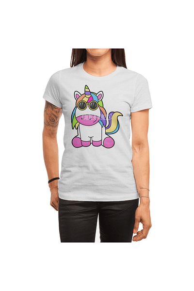 Fizello Unicorn Sunglasses Patterned White T-Shirt for Men and Women