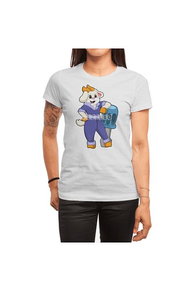 Fizello Ανδρικό και γυναικείο λευκό μπλουζάκι Unisex - Goat As Mechanic With Screwdriver Design