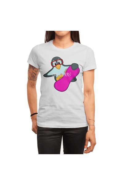 Fizello Λευκό μπλουζάκι Unisex με σχέδιο Penguin - Snowboard and Ski Goggles