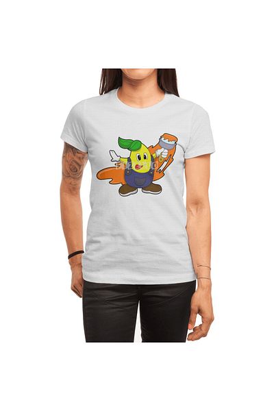 Fizello Pear As Painter - Tricou alb unisex, bărbați și femei, cu design cu pensulă