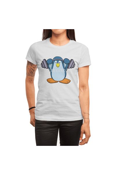 Fizello Λευκό μπλουζάκι Penguin Bodybuilding Dumbbells Unisex
