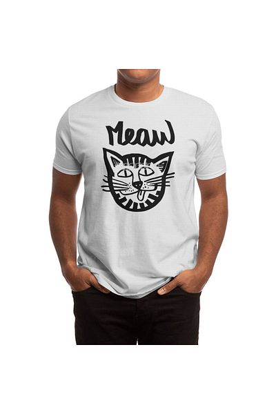 Fizello Λευκό μπλουζάκι με μοτίβο Meaw Cat Kitten Kitty για άνδρες και γυναίκες