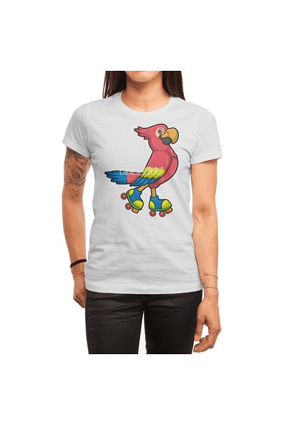 Fizello Parrot Roller Skater - Men's and Women's White T-Shirt, Unisex
