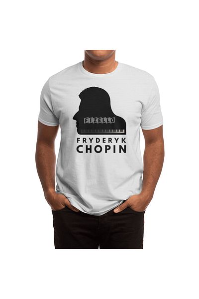 Fizello Λευκό μπλουζάκι Unisex με πορτραίτο Chopin Grand Piano για άνδρες και γυναίκες