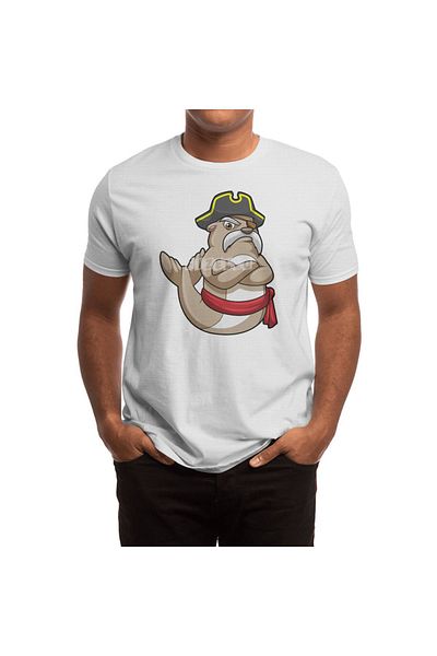 Fizello Λευκό μπλουζάκι με σχέδιο Pirate Hat Seal για άνδρες και γυναίκες