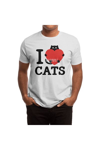 Fizello Tricou alb „I Love Cats” pentru bărbați și femei