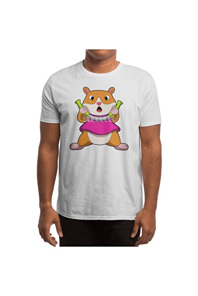 Fizello Hamster At Fitness - Чоловічий та жіночий білий футболка, унісекс