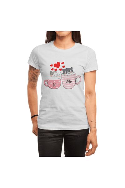 Fizello Tricou pentru bărbați și femei - unisex alb, tricou cu imprimeu „Draw Couple Love Cat”
