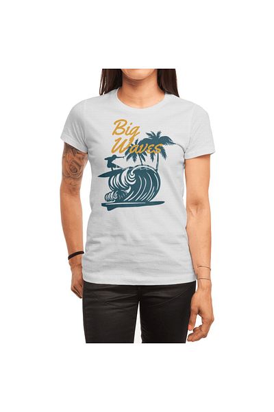 Fizello Λευκό μπλουζάκι Big Waves Surf Rider Unisex
