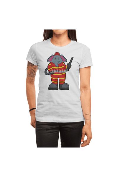 Fizello Elefant Embroidered Unisex Λευκό T-Shirt - Ανδρικό και Γυναικείο T-Shirt