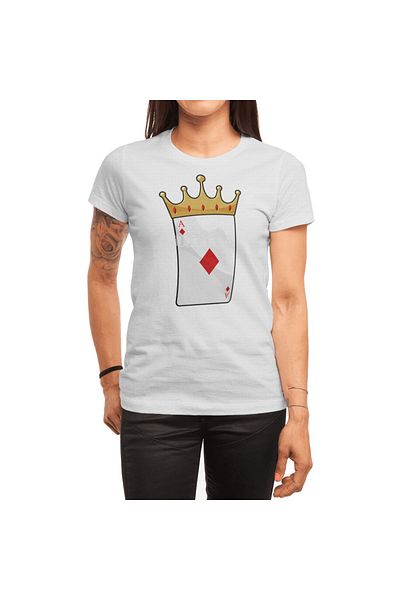 Fizello Hearts Ace With Queen Crown, Ανδρικό T-shirt, Γυναικείο T-shirt, Unisex Λευκό T-shirt