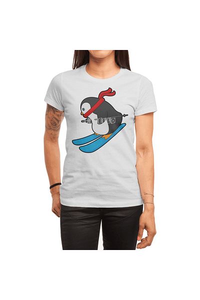 Fizello Penguin - Λευκό Unisex T-shirt για άνδρες και γυναίκες, σχέδιο Skiyezer