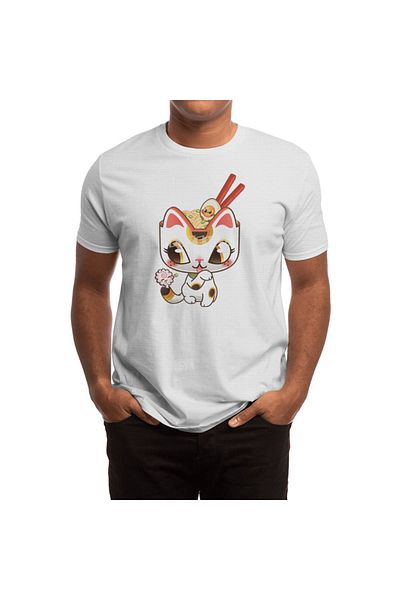 Fizello Ανδρικό και γυναικείο μπλουζάκι Unisex White Lucky Ramen Cat
