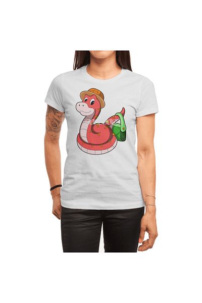 Fizello Ανδρικό και γυναικείο λευκό μπλουζάκι - Snake With Purse & Hat Design
