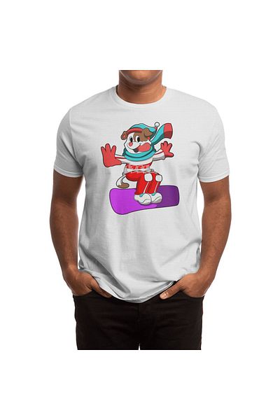 Fizello Ανδρικό και γυναικείο λευκό μπλουζάκι Snowboard - Unisex Horse Snowboarding T-shirt