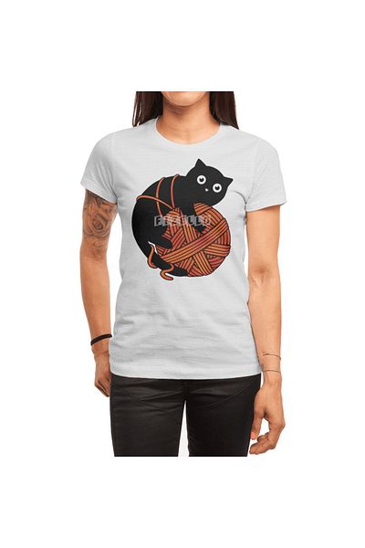 Fizello Tricou alb pentru bărbați și femei - model Cat And Yarn Ball