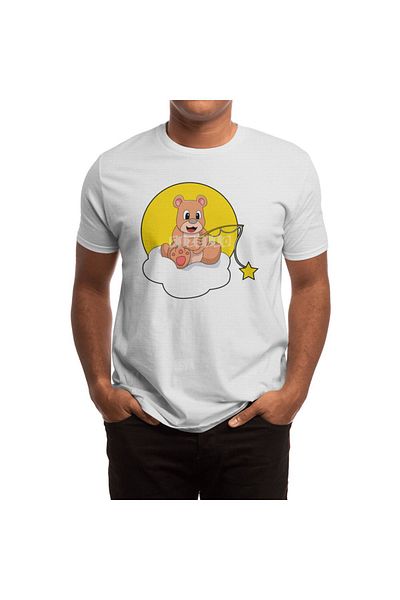 Fizello Bear Eats Fishing Design - Ανδρικό και γυναικείο λευκό μπλουζάκι, Unisex Cloud Cuff