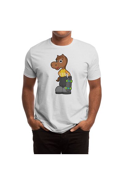 Fizello Tricou alb pentru bărbați și femei - Cal ca patinator cu skateboard design unisex