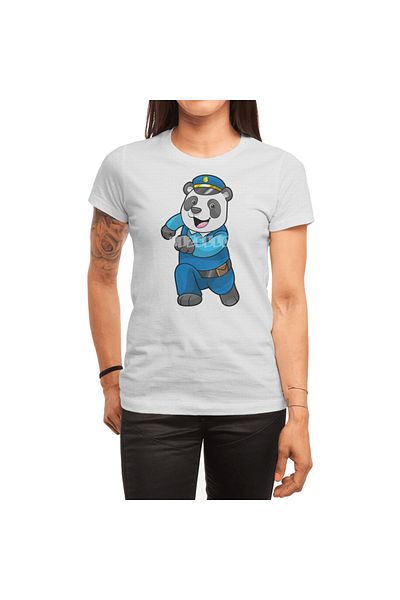 Fizello Panda - Polițist cu pălărie de poliție Tricou alb unisex