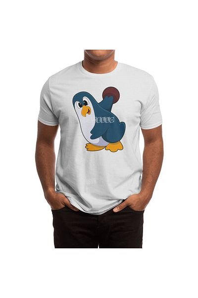Fizello Pinguin Bowling - تي شيرت للرجال والنساء، تي شيرت أبيض للجنسين