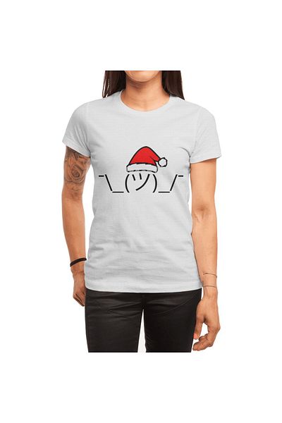 Fizello Unisex White T-Shirt - Christmas Shrug, Men and Women T-Shirt